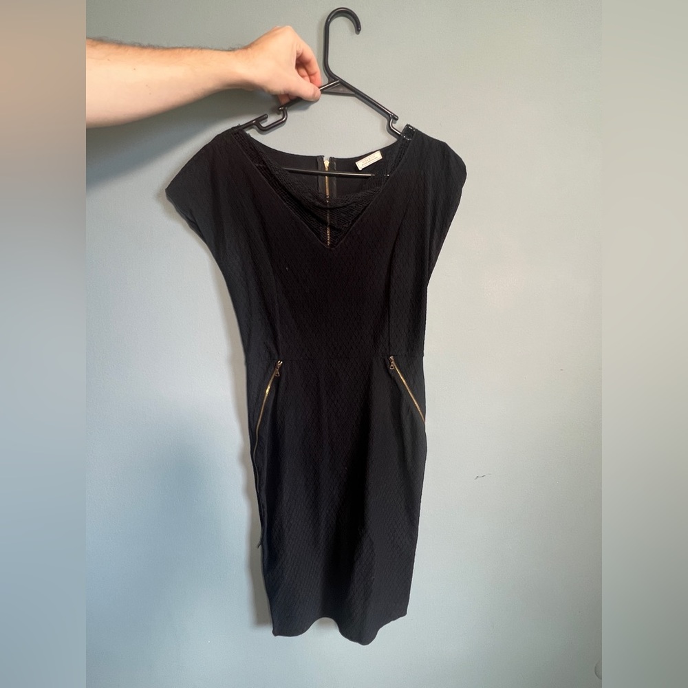 Nina Ricci black dress with net cowl